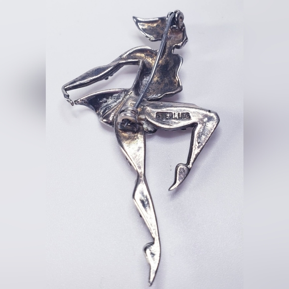Sterling Silver Sculpted Ballet Dancer Brooch Pin. 2.5" - Picture 2 of 5